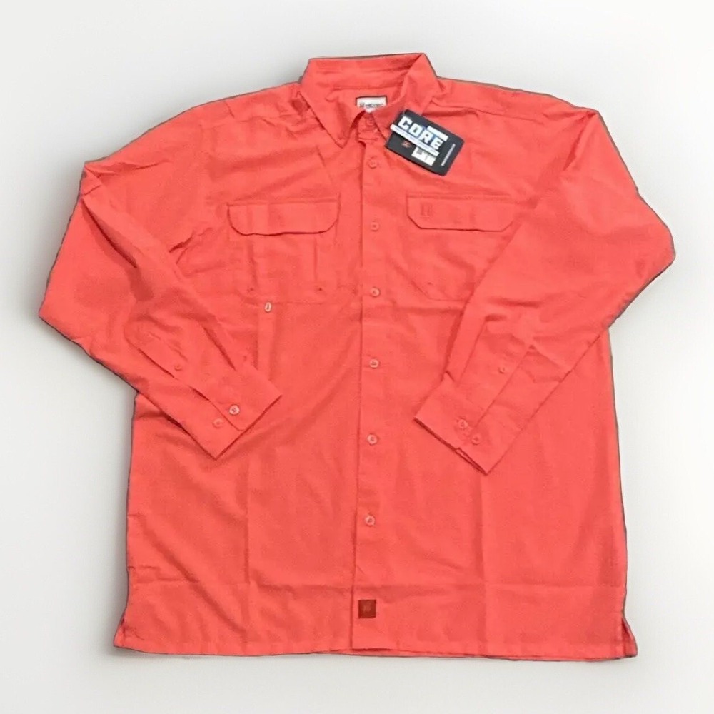 NWT Heybo Beaufort Long Sleeve Fishing Shirt Mens Small Coral Core Tech Vented